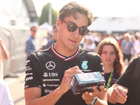 George Russell of Mercedes before the Formula 1 Italian Grand Prix at Autodromo Nazionale di Monza in Monza, Italy on September 1, 2024. (