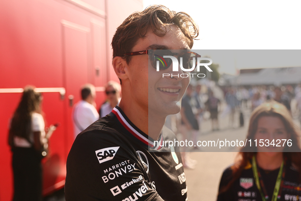 George Russell of Mercedes before the Formula 1 Italian Grand Prix at Autodromo Nazionale di Monza in Monza, Italy on September 1, 2024. 