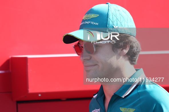 Lance Stroll of Aston Martin Aramco before the Formula 1 Italian Grand Prix at Autodromo Nazionale di Monza in Monza, Italy on September 1,...