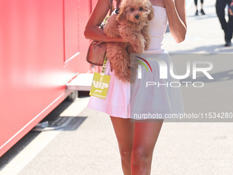 Kika Cerqueira Gomes with dog Simba before the Formula 1 Italian Grand Prix at Autodromo Nazionale di Monza in Monza, Italy on September 1,...