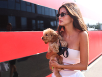 Kika Cerqueira Gomes with dog Simba before the Formula 1 Italian Grand Prix at Autodromo Nazionale di Monza in Monza, Italy on September 1,...