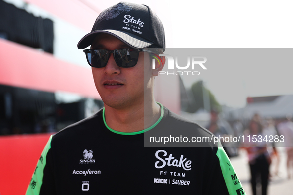 Zhou Guanyu of Kick Sauber before the Formula 1 Italian Grand Prix at Autodromo Nazionale di Monza in Monza, Italy on September 1, 2024. 