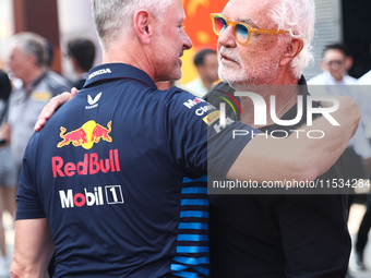 Jonathan Wheatley and Flavio Briatore before the Formula 1 Italian Grand Prix at Autodromo Nazionale di Monza in Monza, Italy on September 1...