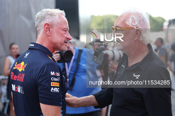 Jonathan Wheatley and Flavio Briatore before the Formula 1 Italian Grand Prix at Autodromo Nazionale di Monza in Monza, Italy on September 1...