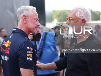 Jonathan Wheatley and Flavio Briatore before the Formula 1 Italian Grand Prix at Autodromo Nazionale di Monza in Monza, Italy on September 1...