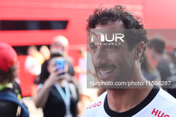 Daniel Ricciardo of RB before the Formula 1 Italian Grand Prix at Autodromo Nazionale di Monza in Monza, Italy on September 1, 2024. 