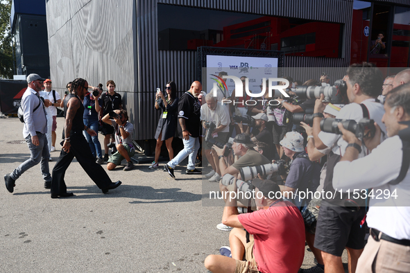 Lewis Hamilton of Mercedes before the Formula 1 Italian Grand Prix at Autodromo Nazionale di Monza in Monza, Italy on September 1, 2024. 