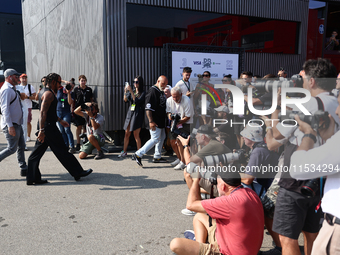 Lewis Hamilton of Mercedes before the Formula 1 Italian Grand Prix at Autodromo Nazionale di Monza in Monza, Italy on September 1, 2024. (