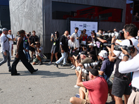 Lewis Hamilton of Mercedes before the Formula 1 Italian Grand Prix at Autodromo Nazionale di Monza in Monza, Italy on September 1, 2024. (