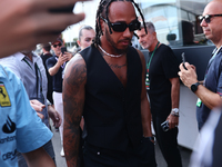 Lewis Hamilton of Mercedes before the Formula 1 Italian Grand Prix at Autodromo Nazionale di Monza in Monza, Italy on September 1, 2024. (