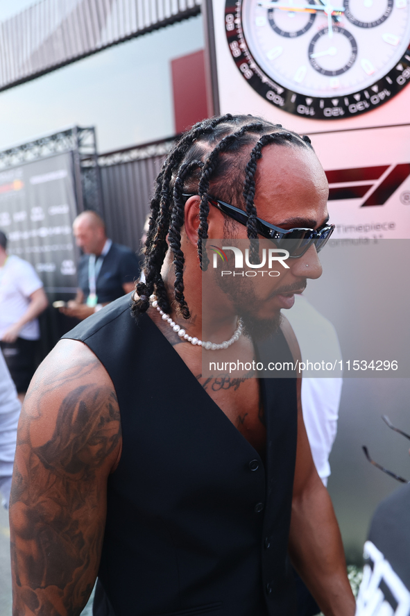 Lewis Hamilton of Mercedes before the Formula 1 Italian Grand Prix at Autodromo Nazionale di Monza in Monza, Italy on September 1, 2024. 