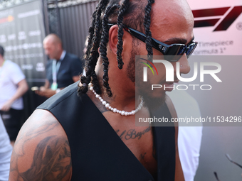 Lewis Hamilton of Mercedes before the Formula 1 Italian Grand Prix at Autodromo Nazionale di Monza in Monza, Italy on September 1, 2024. (