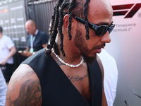 Lewis Hamilton of Mercedes before the Formula 1 Italian Grand Prix at Autodromo Nazionale di Monza in Monza, Italy on September 1, 2024. (