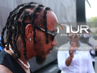 Lewis Hamilton of Mercedes before the Formula 1 Italian Grand Prix at Autodromo Nazionale di Monza in Monza, Italy on September 1, 2024. (