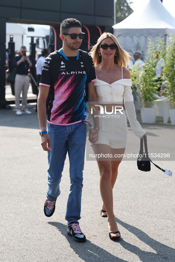 Esteban Ocon of Alpine and Flavy Barla before the Formula 1 Italian Grand Prix at Autodromo Nazionale di Monza in Monza, Italy on September...