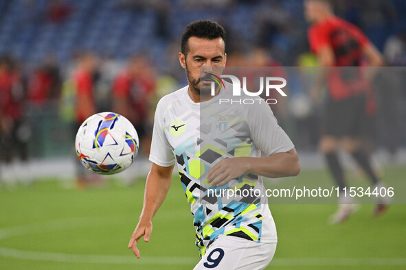 Pedro of S.S. Lazio during the third day of the Serie A Championship between S.S. Lazio and A.C. Milan at the Olympic Stadium in Rome, Italy...