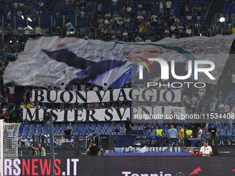 Supporters of S.S. Lazio during the 3rd day of the Serie A Championship between S.S. Lazio and A.C. Milan at the Olympic Stadium in Rome, It...