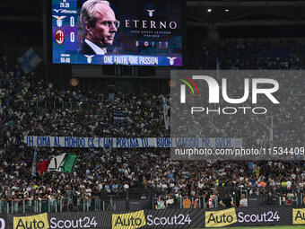 Supporters of S.S. Lazio during the 3rd day of the Serie A Championship between S.S. Lazio and A.C. Milan at the Olympic Stadium in Rome, It...