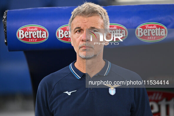 Marco Baroni coaches S.S. Lazio during the 3rd day of the Serie A Championship between S.S. Lazio and A.C. Milan at the Olympic Stadium in R...