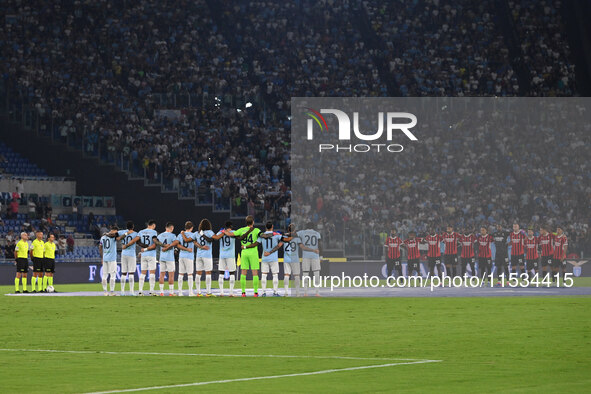 S.S. Lazio and A.C. Milan play on the third day of the Serie A Championship at the Olympic Stadium in Rome, Italy, on August 31, 2024. 