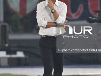 Paulo Fonseca coaches A.C. Milan during the 3rd day of the Serie A Championship between S.S. Lazio and A.C. Milan at the Olympic Stadium in...