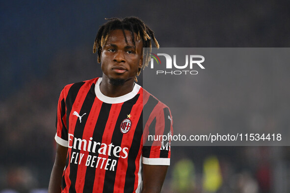 Samuel Chukwueze of A.C. Milan during the third day of the Serie A Championship between S.S. Lazio and A.C. Milan at the Olympic Stadium in...