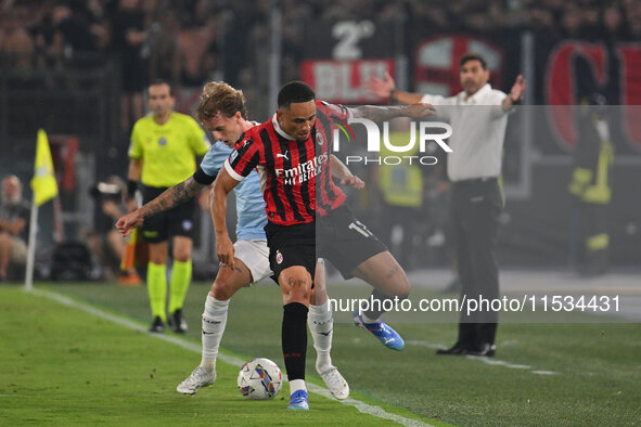 Nicolo Rovella of S.S. Lazio and Tijjani Reijnders of A.C. Milan during the 3rd day of the Serie A Championship between S.S. Lazio and A.C....