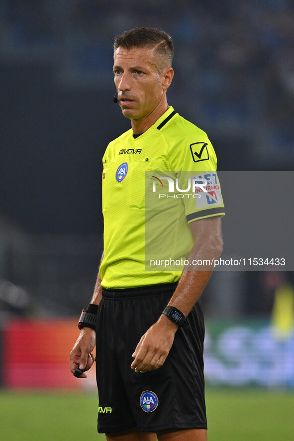 Referee Davide Massa officiates the 3rd day of the Serie A Championship between S.S. Lazio and A.C. Milan at the Olympic Stadium in Rome, It...