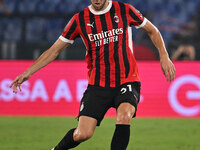 Strahinja Pavlovic of A.C. Milan during the 3rd day of the Serie A Championship between S.S. Lazio and A.C. Milan at the Olympic Stadium in...