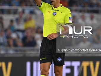 Referee Davide Massa officiates the 3rd day of the Serie A Championship between S.S. Lazio and A.C. Milan at the Olympic Stadium in Rome, It...