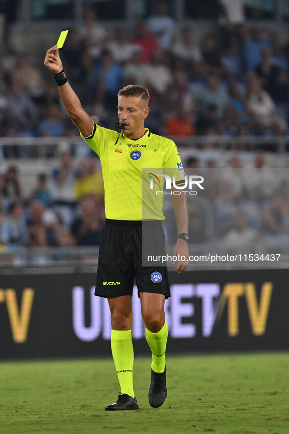 Referee Davide Massa officiates the 3rd day of the Serie A Championship between S.S. Lazio and A.C. Milan at the Olympic Stadium in Rome, It...