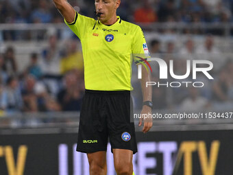 Referee Davide Massa officiates the 3rd day of the Serie A Championship between S.S. Lazio and A.C. Milan at the Olympic Stadium in Rome, It...