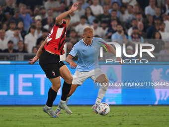 Filippo Terracciano of A.C. Milan and Gustav Isaksen of S.S. Lazio during the 3rd day of the Serie A Championship between S.S. Lazio and A.C...