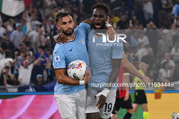 Valentin Castellanos of S.S. Lazio celebrates after scoring the goal to make it 1-1 during the 3rd day of the Serie A Championship between S...