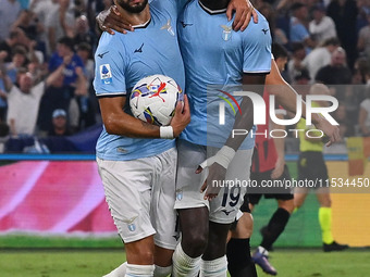 Valentin Castellanos of S.S. Lazio celebrates after scoring the goal to make it 1-1 during the 3rd day of the Serie A Championship between S...