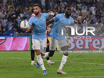 During the third day of the Serie A Championship between S.S. Lazio and A.C. Milan at the Olympic Stadium in Rome, Italy, on August 31, 2024...