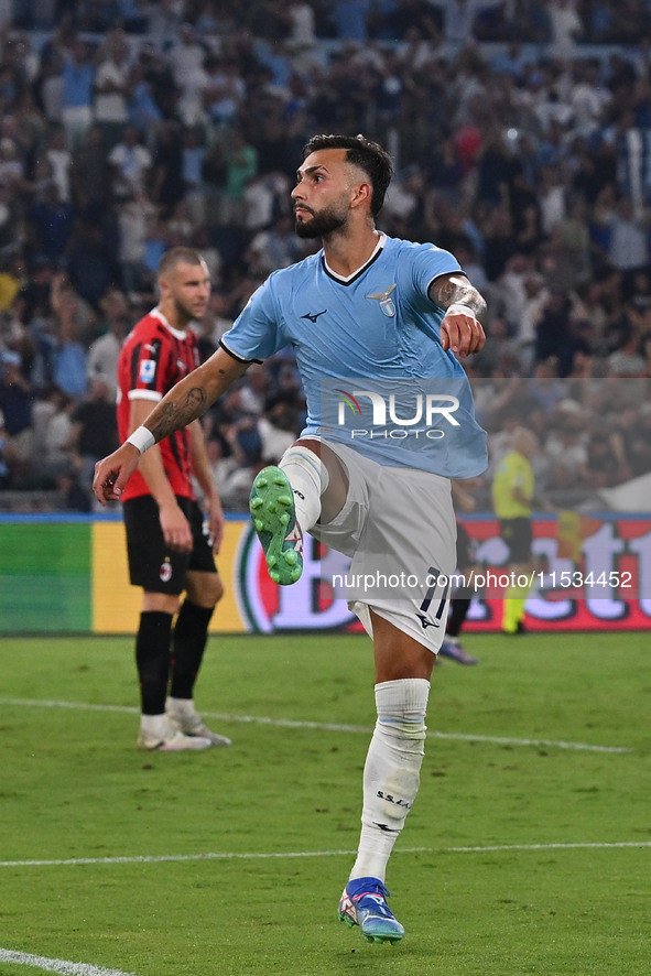 Valentin Castellanos of S.S. Lazio celebrates after scoring the goal to make it 1-1 during the 3rd day of the Serie A Championship between S...