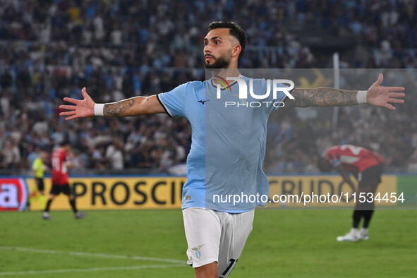 Valentin Castellanos of S.S. Lazio celebrates after scoring the goal to make it 1-1 during the 3rd day of the Serie A Championship between S...