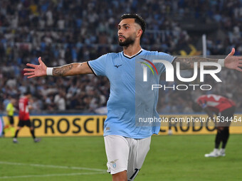 Valentin Castellanos of S.S. Lazio celebrates after scoring the goal to make it 1-1 during the 3rd day of the Serie A Championship between S...