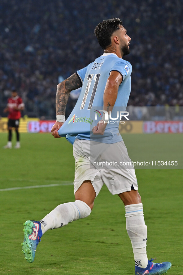 Valentin Castellanos of S.S. Lazio celebrates after scoring the goal to make it 1-1 during the 3rd day of the Serie A Championship between S...