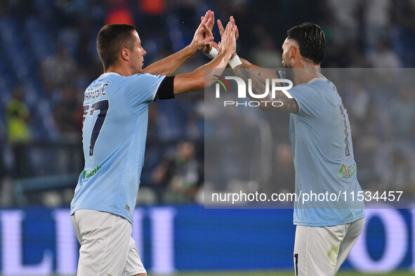 Valentin Castellanos of S.S. Lazio celebrates after scoring the goal to make it 1-1 during the 3rd day of the Serie A Championship between S...