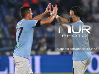 Valentin Castellanos of S.S. Lazio celebrates after scoring the goal to make it 1-1 during the 3rd day of the Serie A Championship between S...