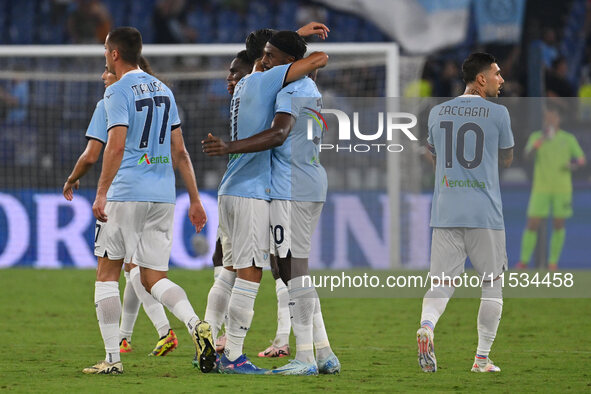 Valentin Castellanos of S.S. Lazio celebrates after scoring the goal to make it 1-1 during the 3rd day of the Serie A Championship between S...