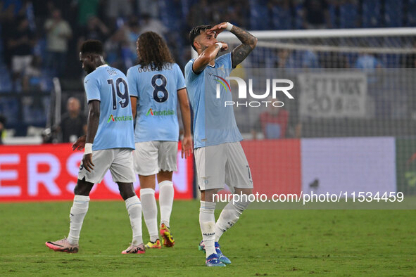 Valentin Castellanos of S.S. Lazio celebrates after scoring the goal to make it 1-1 during the 3rd day of the Serie A Championship between S...