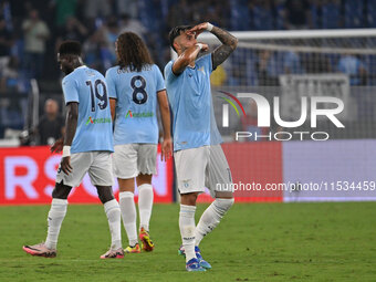 Valentin Castellanos of S.S. Lazio celebrates after scoring the goal to make it 1-1 during the 3rd day of the Serie A Championship between S...