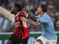 Emerson of A.C. Milan and Mattia Zaccagni of S.S. Lazio during the 3rd day of the Serie A Championship between S.S. Lazio and A.C. Milan at...