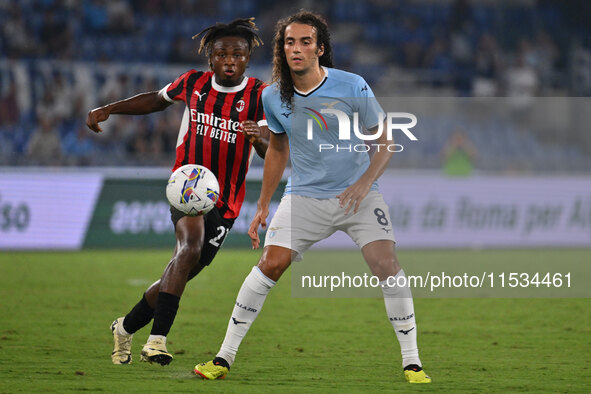 Samuel Chukwueze of A.C. Milan and Matteo Guendouzi of S.S. Lazio during the 3rd day of the Serie A Championship between S.S. Lazio and A.C....