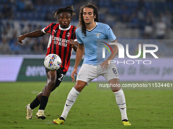 Samuel Chukwueze of A.C. Milan and Matteo Guendouzi of S.S. Lazio during the 3rd day of the Serie A Championship between S.S. Lazio and A.C....