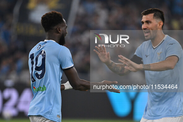 Boulaye Dia of S.S. Lazio celebrates after scoring the goal of 2-1 during the 3rd day of the Serie A Championship between S.S. Lazio and A.C...