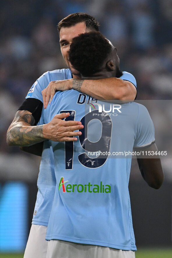 Boulaye Dia of S.S. Lazio celebrates after scoring the goal of 2-1 during the 3rd day of the Serie A Championship between S.S. Lazio and A.C...